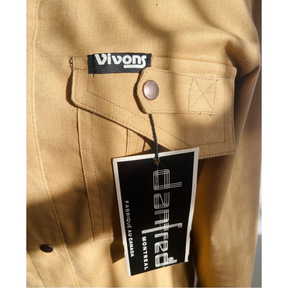 70s NWT DEADSTOCK Vivons Beige Front Snap Cargo Shirt Jacket - Picture 5 of 7
